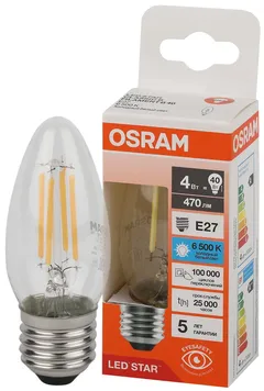 LED STAR CL B40 4W/865 220-240V FIL CL E27 470lm - LED лампа свеча OSRAM