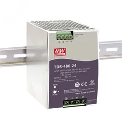Блок питания AC-DC, 480Вт, ККМ, 3-х фазный, вход 340-550В AC, 47-63,480-780В DC, выход 24В,20A, рег. вых 24-28В, в кожухе на DIN-рейку