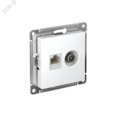 Розетка ATLASDESIGN двойная ТВ + компьютерная RJ45 категория  5Е белый