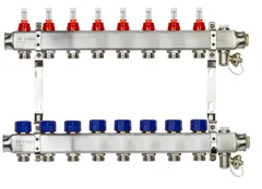Коллекторная группа SSM-8RF set 8 контуров 1'X3/4' с расходомерами и кронштейнами