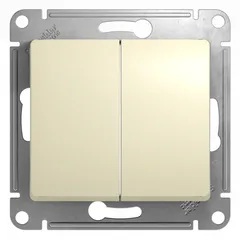 GLOSSA Переключатель двухклавишный в рамку бежевый сх.6