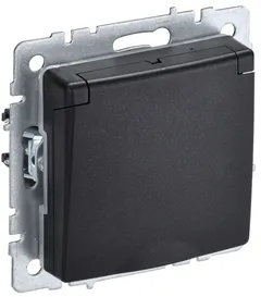 BRITE Розетка 1-местная с заземлением с защитными шторками и крышкой 16А IP20 РСбш10-3-БрЧ черный