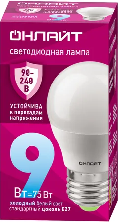 Лампа светодиодная 9 Вт OLL-G45-9-230-6.5K-E27-FR PRO 90-240В