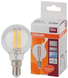 FIL SCL P75 6W/840 230V CL FIL E14 800lm FS1 OSRAM - шарик FILLED OSRAM