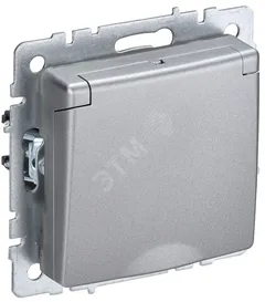BRITE Розетка 1-местная с заземлением с защитными шторками и крышкой 16А IP20 РСбш10-3-БрА алюминий