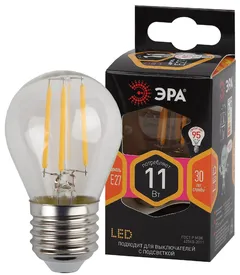 Лампа светодиодная декоративная LED 11 Вт 1430Лм 2700К шар, филамент теплый E27 230В F-LED P45-11w-827-E27