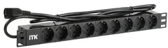 PDU 9 розеток DIN49440 (нем. станд.) 1U, шнур 2м вилка IEC 320 C14, алюминиевый профиль, черный