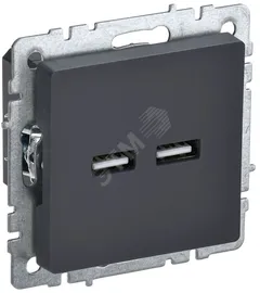 BRITE Розетка 1-местная с заземлением с защитными шторками 16А с USB A+A 5В 2,1А РЮш10-1-БрБ белый