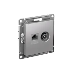 Розетка ATLASDESIGN двойная компьютерная+ТВ RJ45+TV категория 5E механизм алюминий