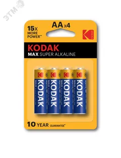 Батарейка Kodak LR6-4BL MAX SUPER Alkaline [KAA-4] (80/400/17600)