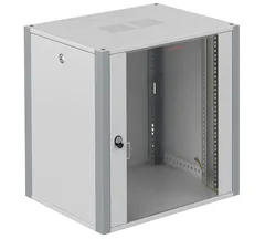 Шкаф телекоммуникационный настенный 19' 12U дверь стекло IP20. 600x450x585mm(ШхГхВ) цвет серый(RAL 7035/RAL7000)