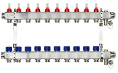 Коллекторная группа SSM-10RF set 10 контуров 1'X3/4' с расходомерами и кронштейнами