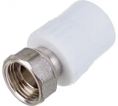 Муфта комбинированная 20x1/2' ВР накидная гайка, полипропиленовая PPR, белая