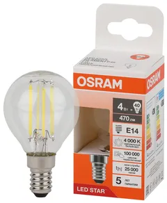 LED STAR CL P 40 4W/840 220-240V FIL CL E14 470lm - LED лампа шарик OSRAM