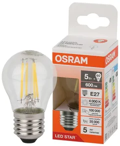 LED STAR CL P 60 5W/840 220-240V FIL CL E27 600lm - LED лампа шарик OSRAM