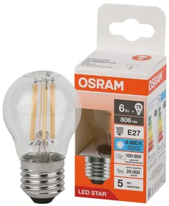 LED STAR CL P 75 6W/865 220-240V FIL CL E27 806lm - LED лампа шарик OSRAM