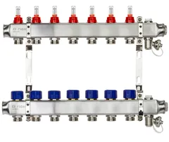 Коллекторная группа SSM-7RF set 7 контуров 1'X3/4' с расходомерами и кронштейнами
