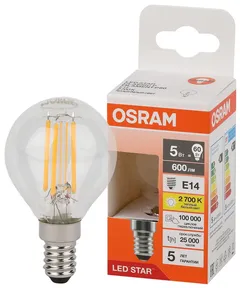 LED STAR CL P 60 5W/827 220-240V FIL CL E14 600lm - LED лампа шарик OSRAM