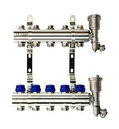 Коллекторная группа FHF-5R set 5 контуров 1'x3/4' c воздухоотводчиками и кронштейнами