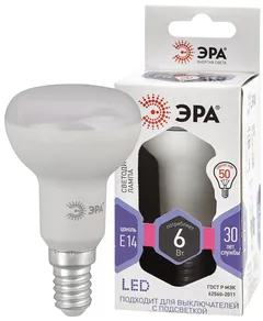 Лампа светодиодная LED 6 Вт 480Лм 6000К рефлектор холодный E14 170-265В LED R50-6W-860-E14 Standart