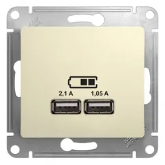Розетка GLOSSA USB A+A 5В/2100мА 2х5В/1050мА механизм бежевый
