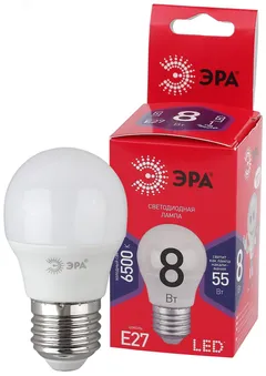 Лампа светодиодная LED 8 Вт 640Лм 6500К шар холодный E27 220-240В LED P45-8W-865-E27 Red Line