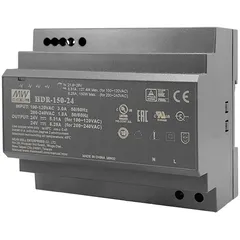 Блок питания AC-DC, 150Вт, вход 85-264 В AC 47-63Гц,120-370В DC, выход 24В,6.25А, рег. выхода 21.6-29В, в кожухе на DIN-рейку
