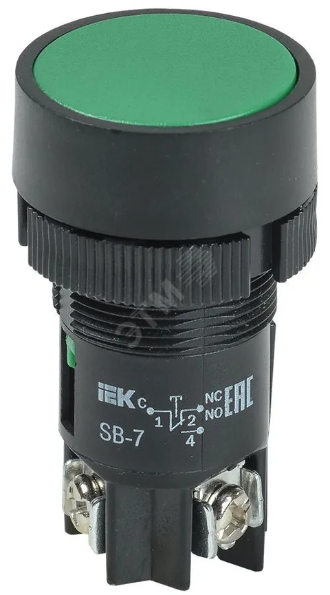 Кнопка SВ-7 ''Пуск'' зеленая d22мм/240В NO+NC