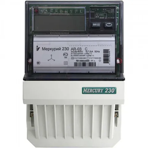 Счетчик электроэнергии Меркурий 230 АRT-01 PQRSIN трехфазный многотарифный, 5 (60), класс точности  1.0/2. 0, Щ, ЖКИ, IrDA, RS-485, 2 тарифа МСК