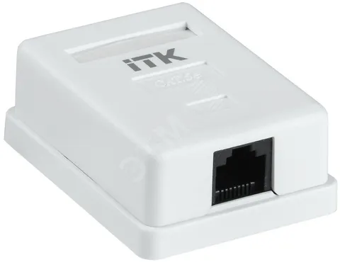 Настенная информационная розетка RJ45 8P8C кат.5E UTP 1-порт белая