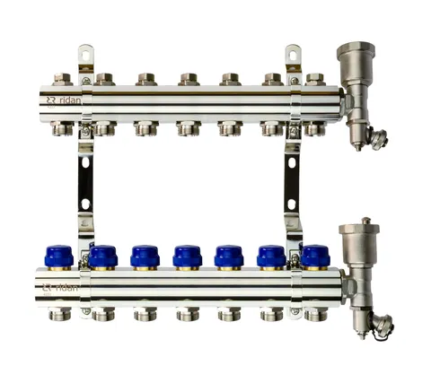 Коллекторная группа FHF-7R set 7 контуров 1'x3/4' c воздухоотводчиками и кронштейнами