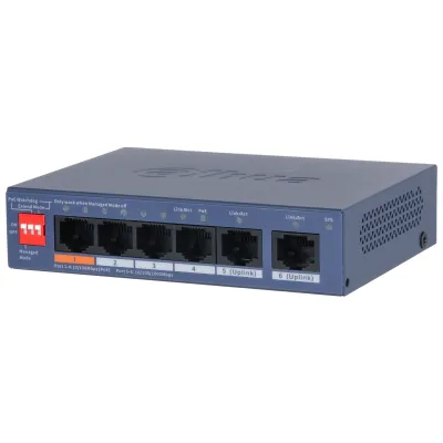 Коммутатор управляемый 4x100Мбит/с (RJ45 с PoE+,  PoE++), 2x1Гбит/с (RJ45) 60Вт