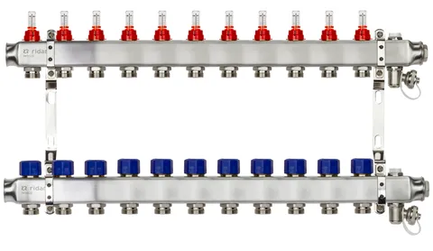 Коллекторная группа SSM-11RF set 11 контуров 1'X3/4' с расходомерами и кронштейнами