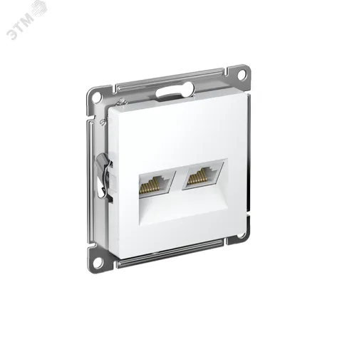 Розетка ATLASDESIGN двойная компьютерная RJ45+RJ45 категория 5E механизм белый