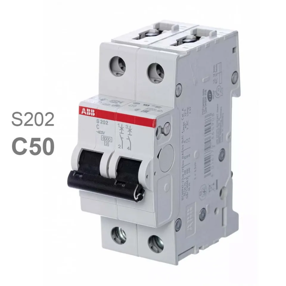 ABB S202 C50 — автоматический выключатель 2P 50 А, C, 6 кА