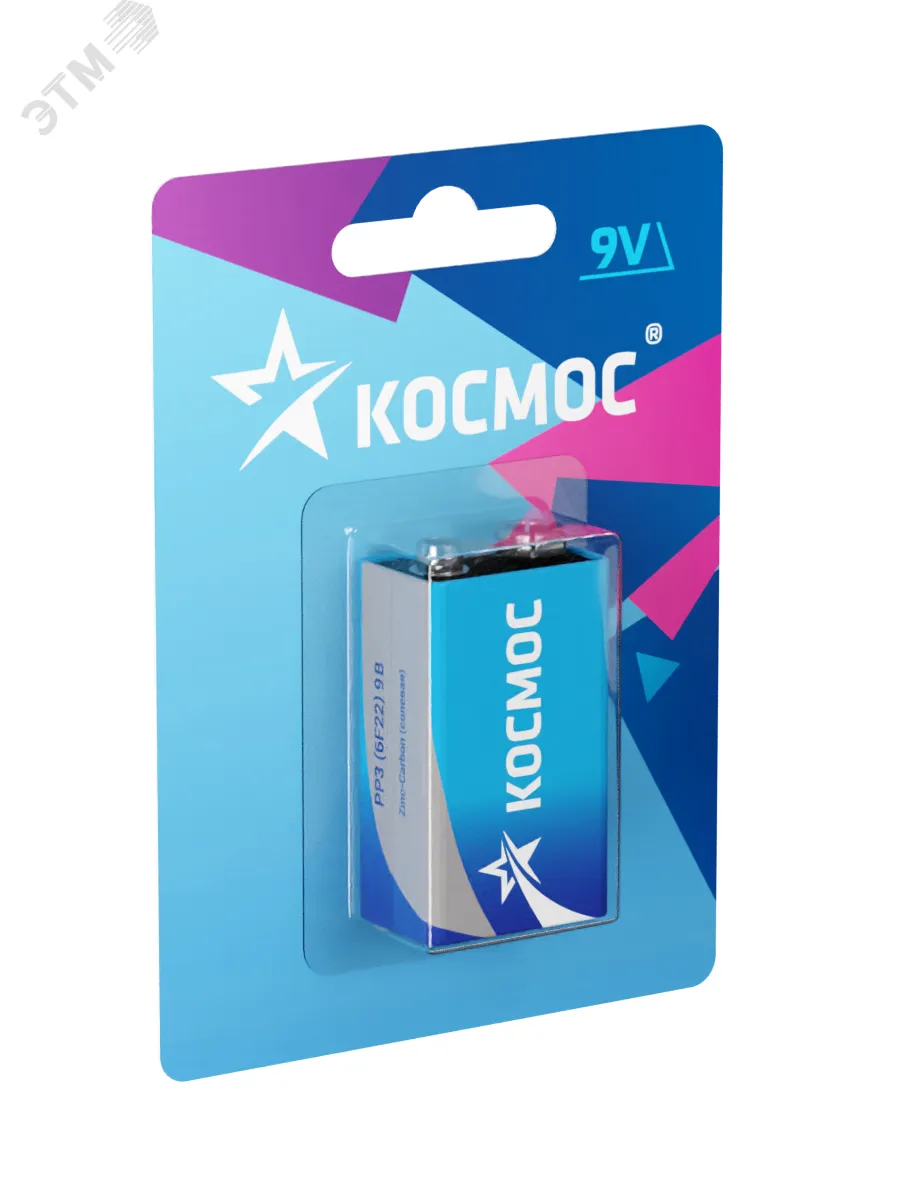 Батарейка солевая 9V Крона 6F22 блистер 1 шт