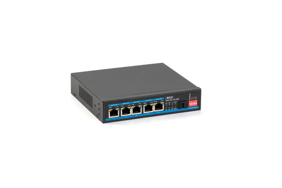 Коммутатор неуправляемый 6 портов RJ45/SFP 10 100 1000 Мб/с PoE 65Вт с ИБП