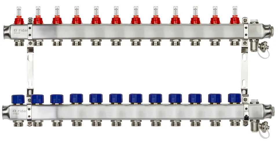 Коллекторная группа SSM-12RF set 12 контуров 1'X3/4' с расходомерами и кронштейнами