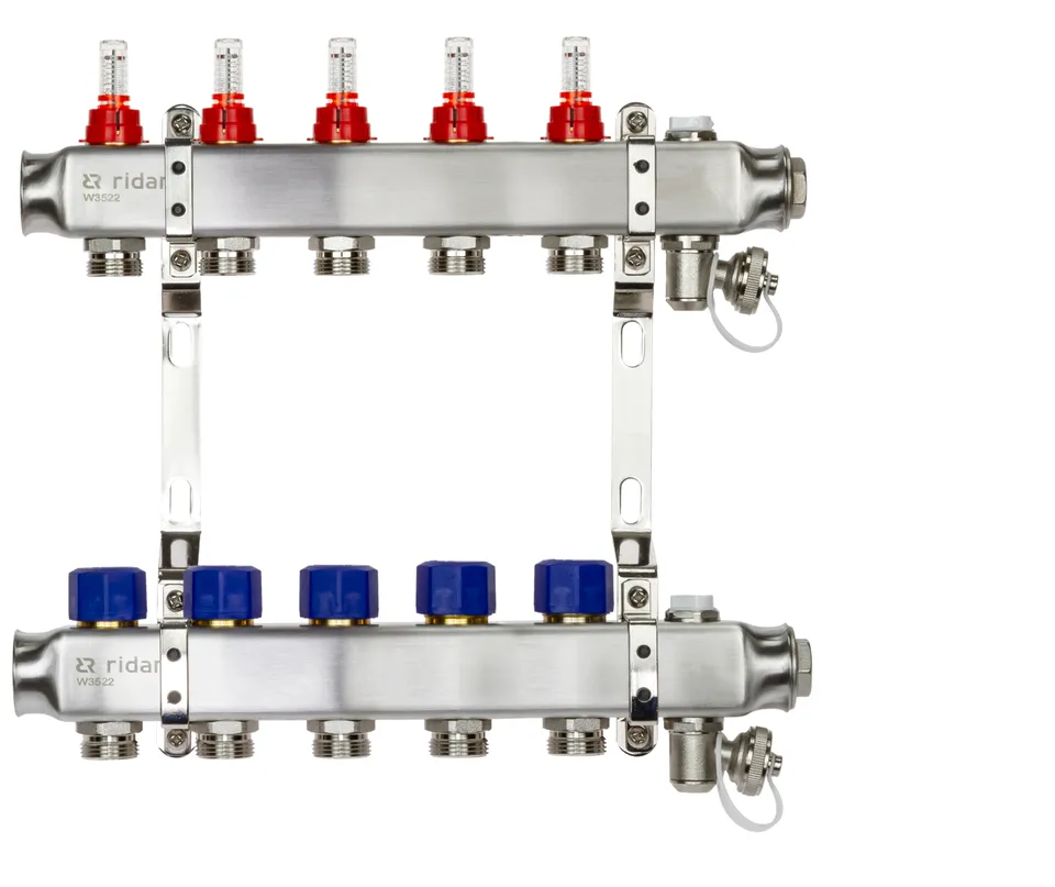 Коллекторная группа SSM-5RF set 5 контуров 1'X3/4' с расходомерами и кронштейнами
