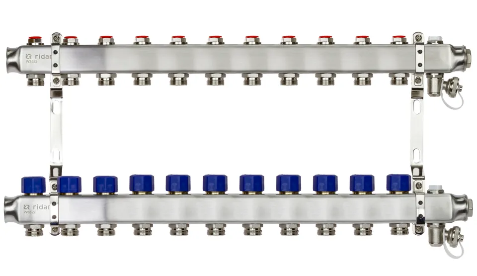 Коллекторная группа SSM-11R set 11 контуров 1'X3/4' с термостатическими клапанами и кронштейнами