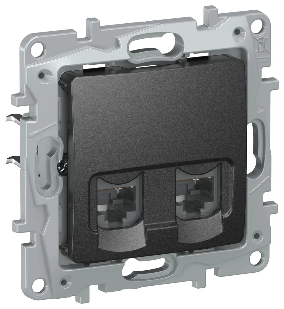 IEKETIKA Розетка компьютерная двойная RJ45 категория 5Е UTP 6726551 антрацит