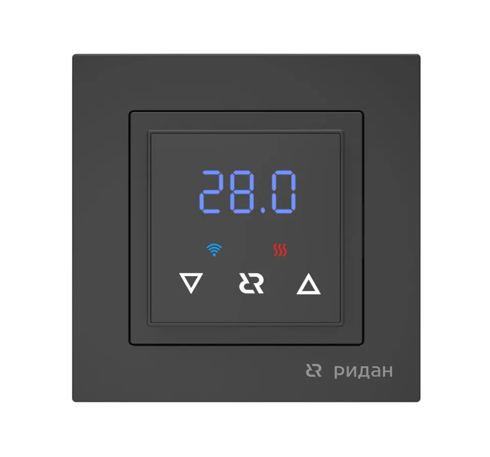 Терморегулятор Ridan Classy для теплого пола c Wi-Fi, с комбинацией датчиков, черный матовый, 16А