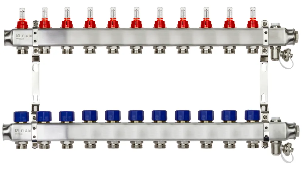 Коллекторная группа SSM-11RF set 11 контуров 1'X3/4' с расходомерами и кронштейнами