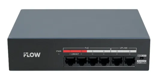Коммутатор неуправляемый 4x100Мбит/с (RJ45 с PoE) , 2x100Мбит/с (RJ45) 35Вт