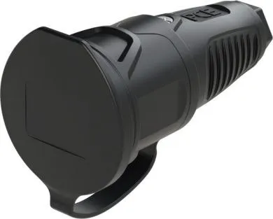 Розетка каб 16A/250V/2P+E/IP54 с черным крышкой и корпусом, маркер черный