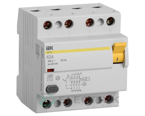 УЗО IEK ВД1-63 2P 63А 30мА, тип AC