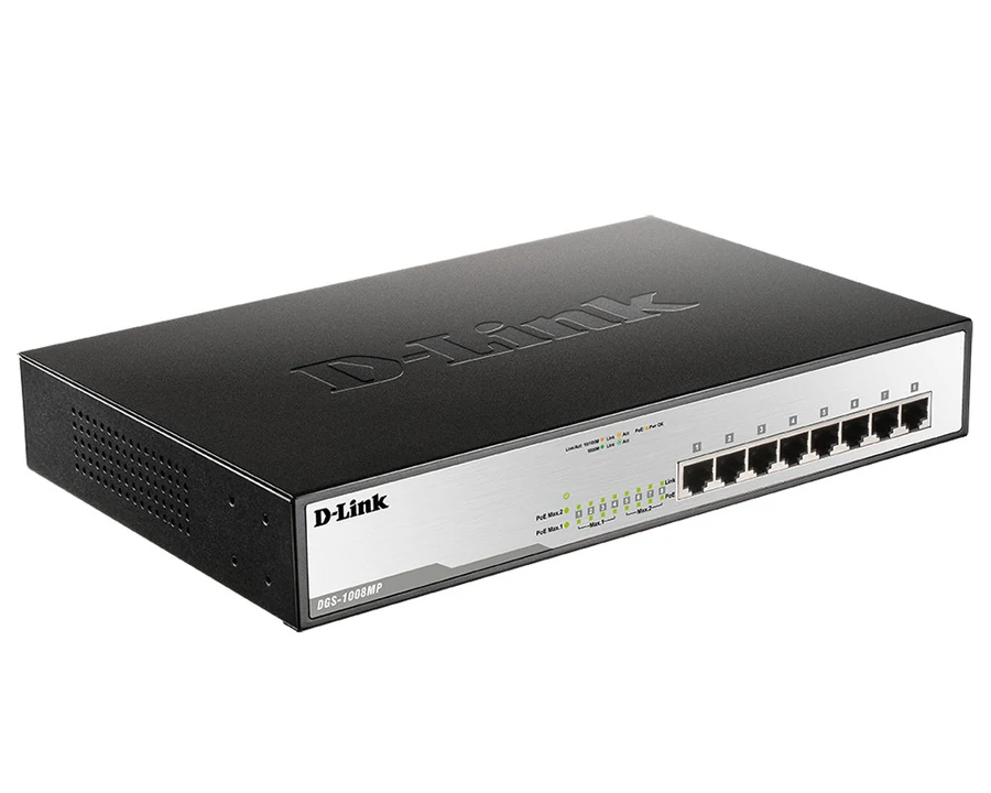 Коммутатор неуправляемый 8 портов RJ45/SFP 10 100 1000 Мб/с PoE 125Вт
